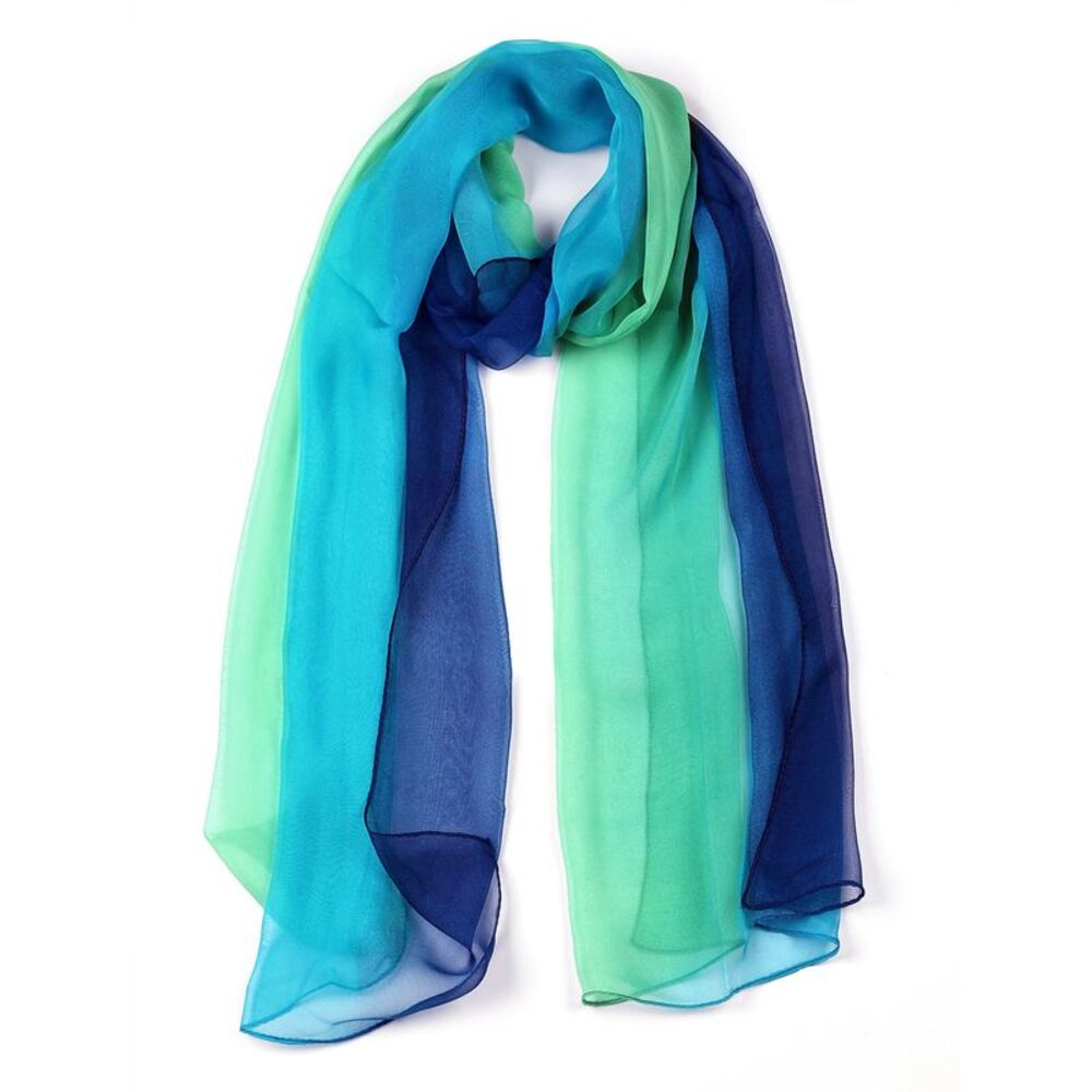 Long Chiffon Scarf Silky Gradient Color Shawl Spring Summer Wrap 63"x19.6"
